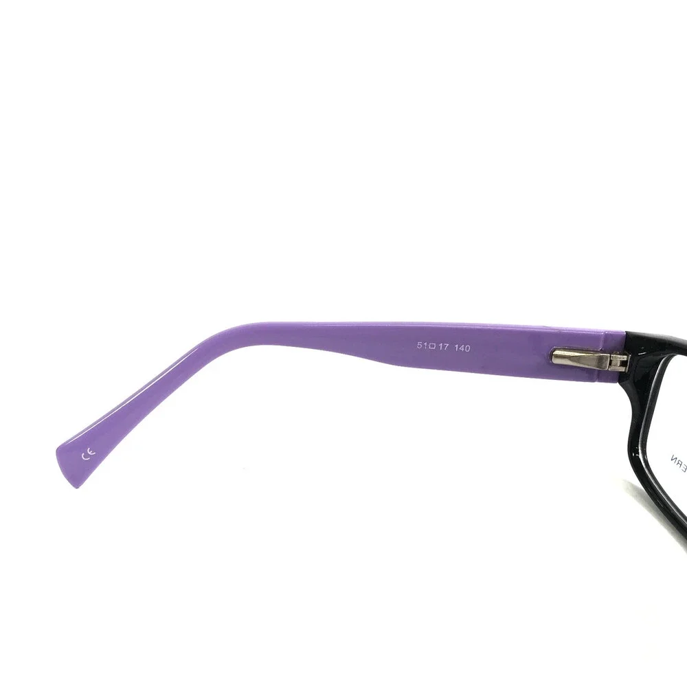 Modern Eyeglasses Frames CHILL BLACK/LILAC Rectangle Full Rim 51-17-140
